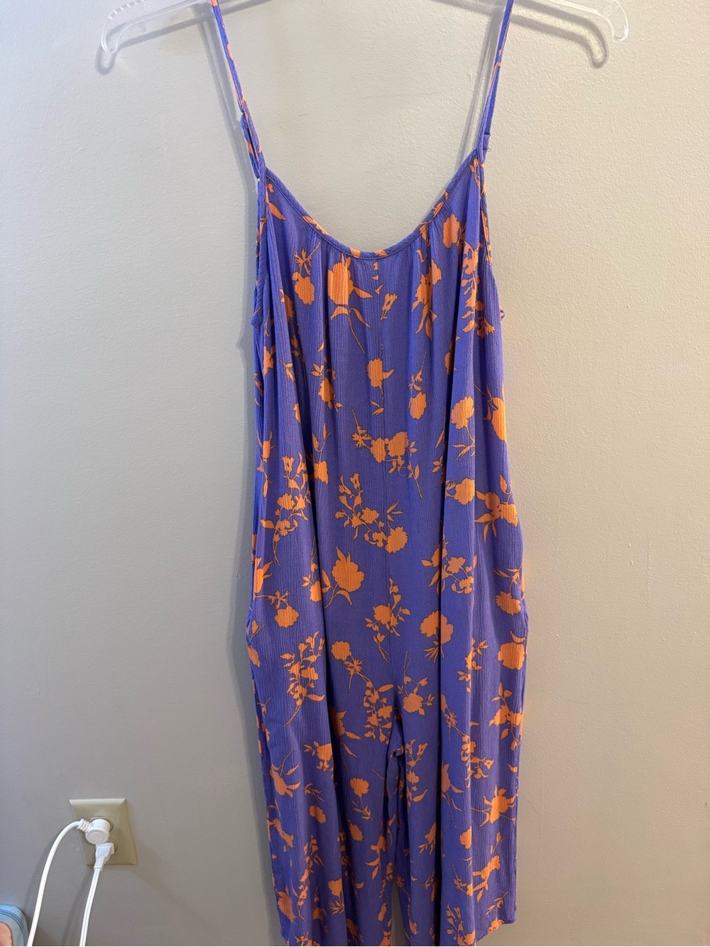 Women’s Floral Slip romper - Purple with Orange Print